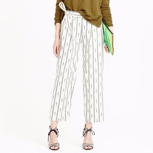 J. Crew Cropped Wide Leg Belted Ikat Print Pants Size 4